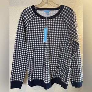 NWT Draper James gingham check navy sweatshirt size large
